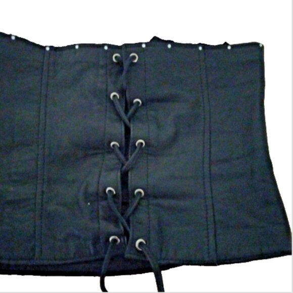 Women's Black Bustier Corset Top Sz S Strapless Lace Up Back Crystal Detail - Picture 7 of 10